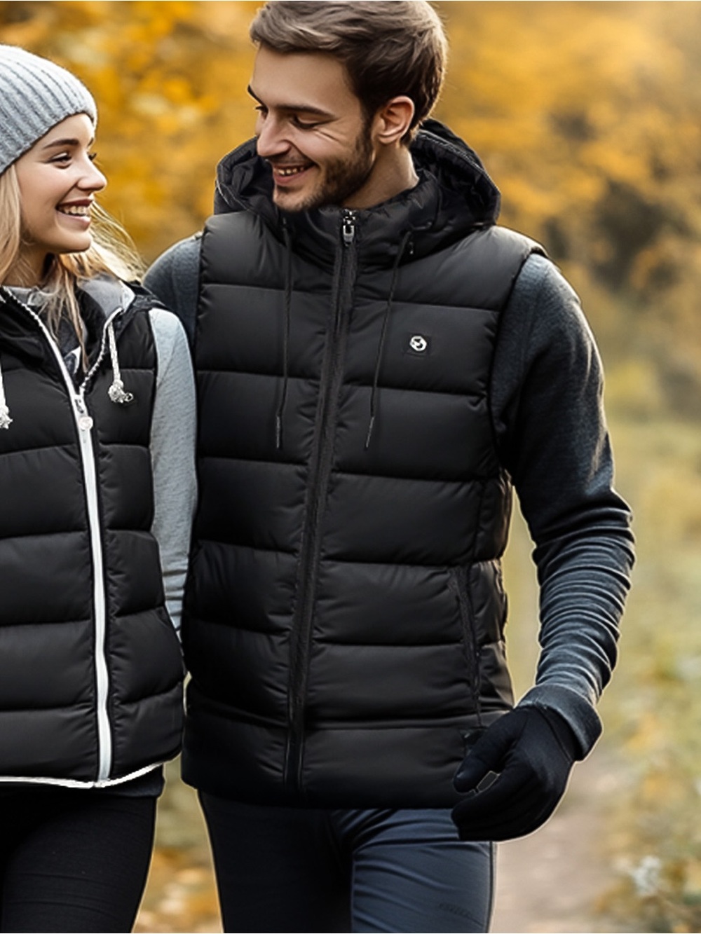 Foxelli Black Heated Puffer Vest with Battery - Like New
